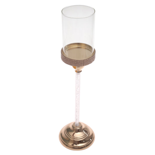 Console Piece Large Gold Candle Holder – Luxury Metal & Glass Décor, 16 Inch Height