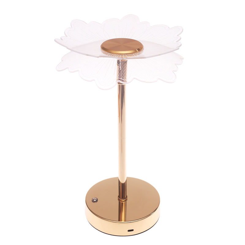 Console Piece Small Gold Decorative Accent Lamp – Floral Modern Table Décor, 14 Inch Height - Habitt