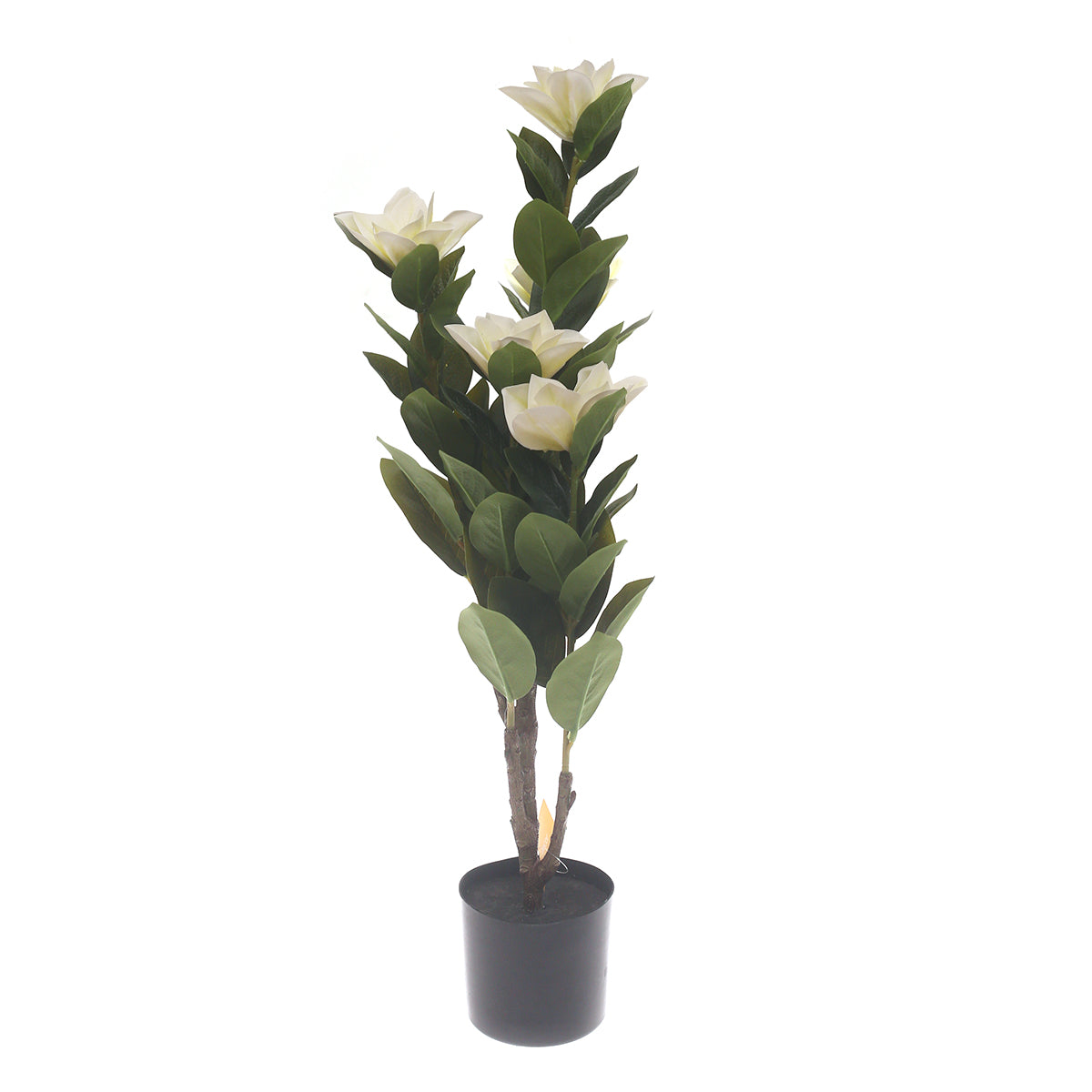 Artificial Floor Plant with White Flowers – Green Decorative Plant, 31 Inch Height