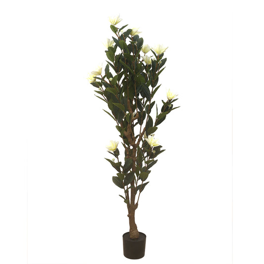Artificial Floor Plant with White Flowers – 54 Inch Height