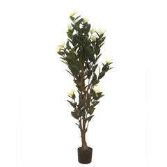 Artificial Floor Plant with White Flowers – 54 Inch Height