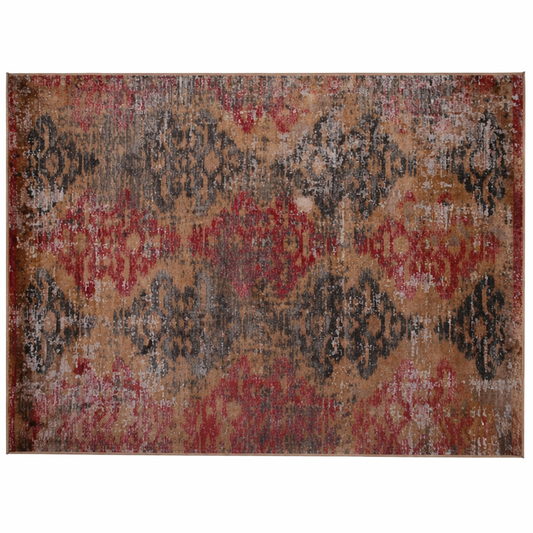 Festival Attraction HAF Vintage Medallion Area Rug – 160x230 Distressed Red & Ochre Carpet - Habitt