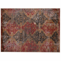 Festival Attraction HAF Vintage Medallion Area Rug – 160x230 Distressed Red & Ochre Carpet - Habitt