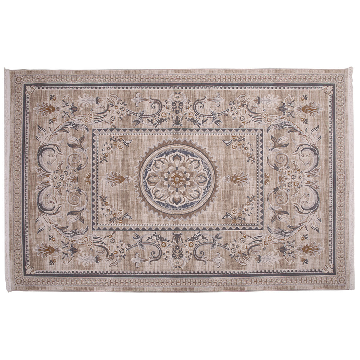 Festival F1 Traditional Medallion Area Rug – Beige Floral Vintage Style 160x230 cm - Habitt