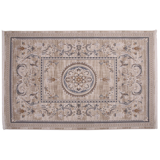 Festival F1 Traditional Medallion Area Rug – Beige Floral Vintage Style 160x230 cm - Habitt