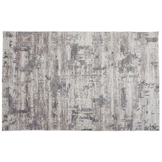 Festival F1 Modern Abstract Area Rug – Neutral Beige & Grey Distressed Design 160x230 cm - Habitt