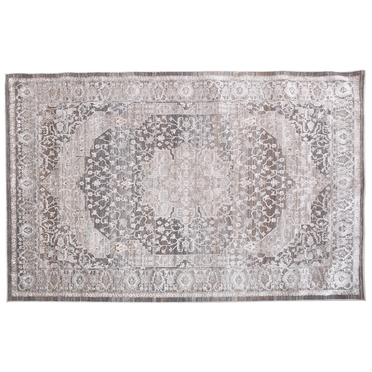 Festival F1 Vintage Medallion Area Rug – Distressed Traditional Beige & Grey 160x230 cm - Habitt