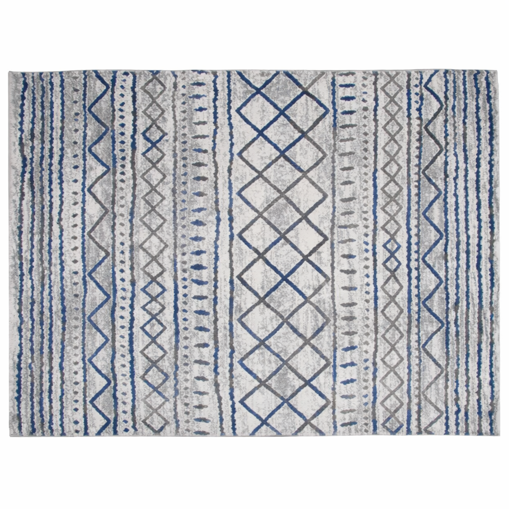 Festival F1 HAF Blue & Grey Geometric Area Rug – 160x230 Modern Pattern Carpet - Habitt
