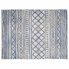 Festival F1 HAF Blue & Grey Geometric Area Rug – 160x230 Modern Pattern Carpet - Habitt
