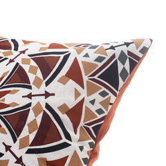 Tribal Geometric Circle Cushion Cover 18x18 Inch – Warm Boho Screen Printed Off White Decorative Pillow Cover - Habitt