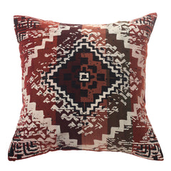 Woven Textured Boho Cushion Cover 18x18 – Rustic Tribal Geometric Decorative Pillow Case in Warm Earth Tones - Habitt
