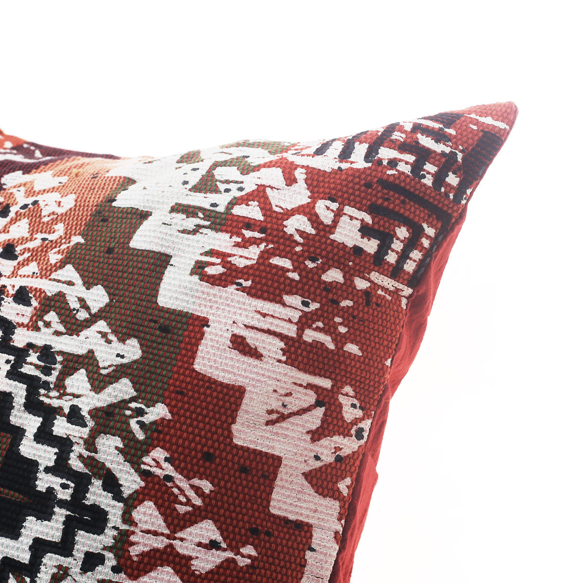 Woven Textured Boho Cushion Cover 18x18 – Rustic Tribal Geometric Decorative Pillow Case in Warm Earth Tones - Habitt