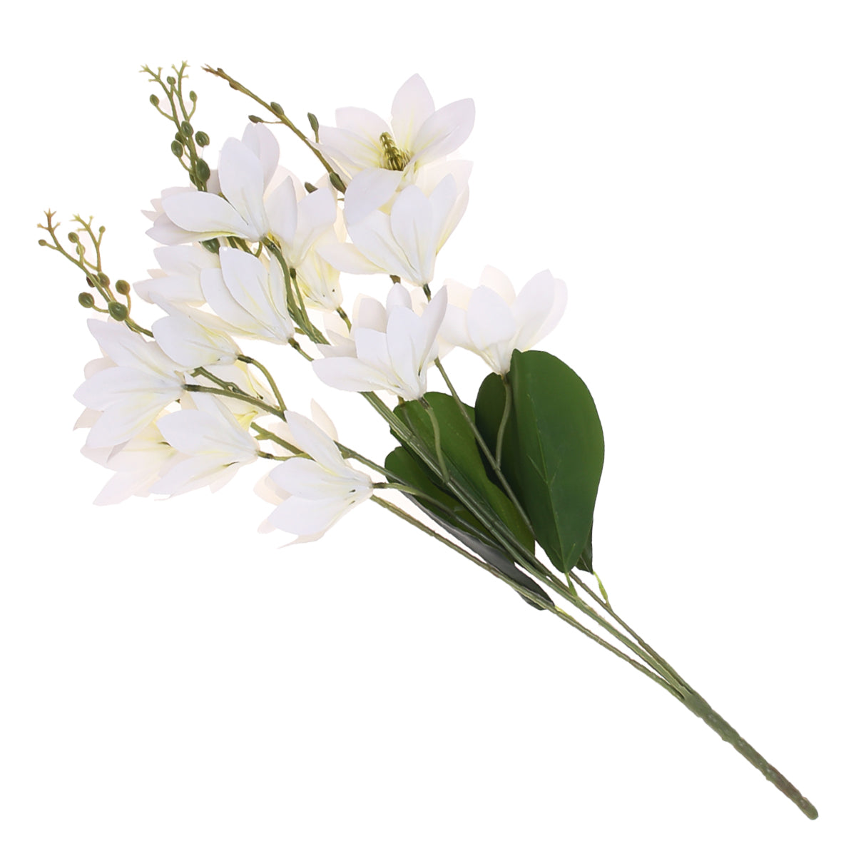 Artificial White Magnolia Flower Bunch – Elegant Realistic Floral Stem for Home & Wedding Décor - Habitt