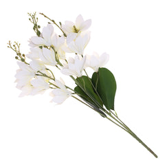 Artificial White Magnolia Flower Bunch – Elegant Realistic Floral Stem for Home & Wedding Décor - Habitt