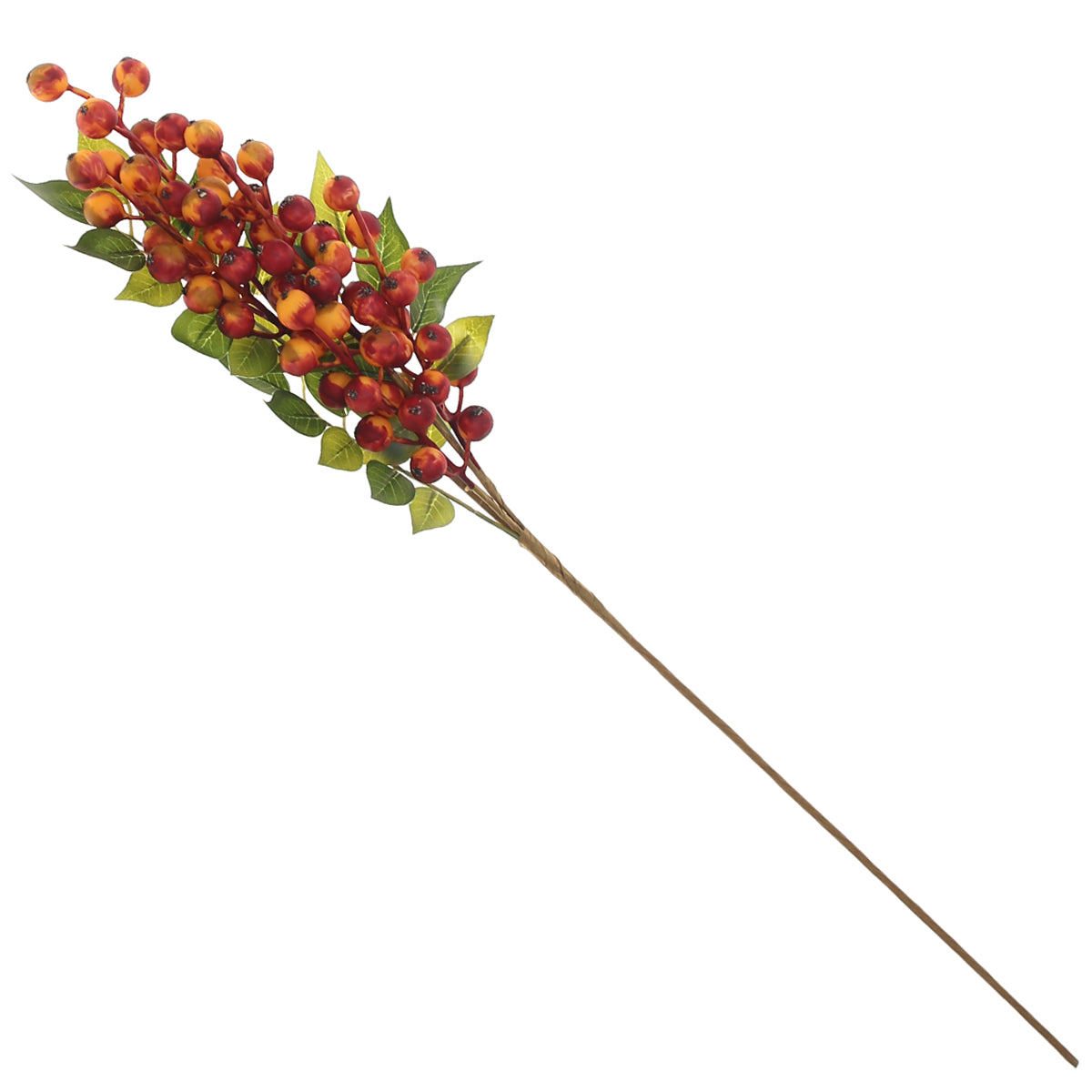 Artificial Orange Berry Stem Spray – Decorative Faux Berry Branch for Floral Arrangements & Home Décor - Habitt