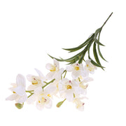Artificial White Cymbidium Orchid Stem – Elegant Faux Orchid Spray for Home Décor & Floral Arrangements - Habitt