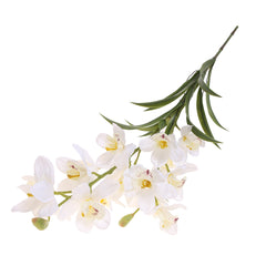 Artificial White Cymbidium Orchid Stem – Elegant Faux Orchid Spray for Home Décor & Floral Arrangements - Habitt