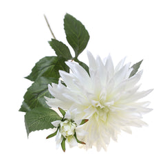 Artificial White Dahlia Flower Stem – Lush Faux Dahlia Bloom for Elegant Home & Event Décor - Habitt