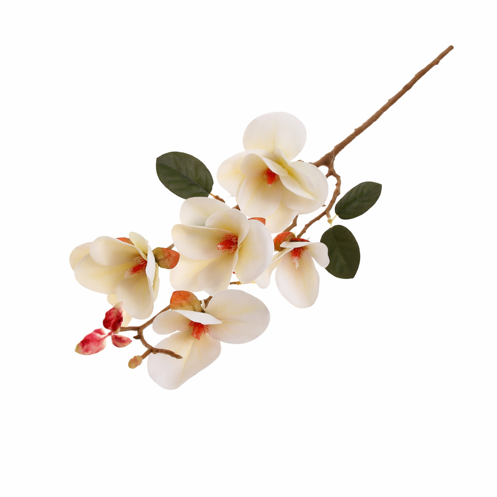 Artificial White Magnolia Flower Stem – Elegant Faux Magnolia for Floral Arrangements & Décor - Habitt