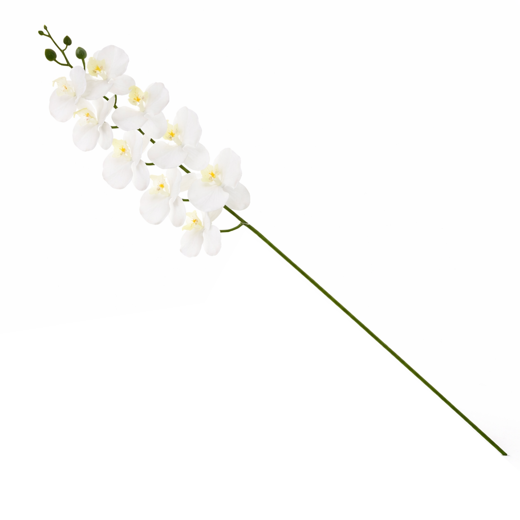 Artificial White Orchid Flower Stem – Elegant Faux Orchid for Floral Arrangements & Décor - Habitt