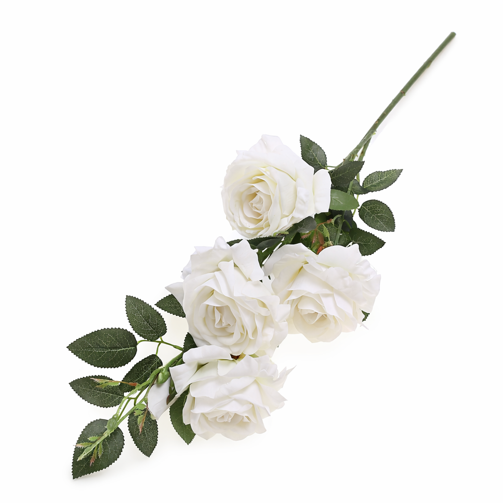 Artificial White Rose Flower Stem – Elegant Faux Rose for Floral Arrangements & Décor - Habitt