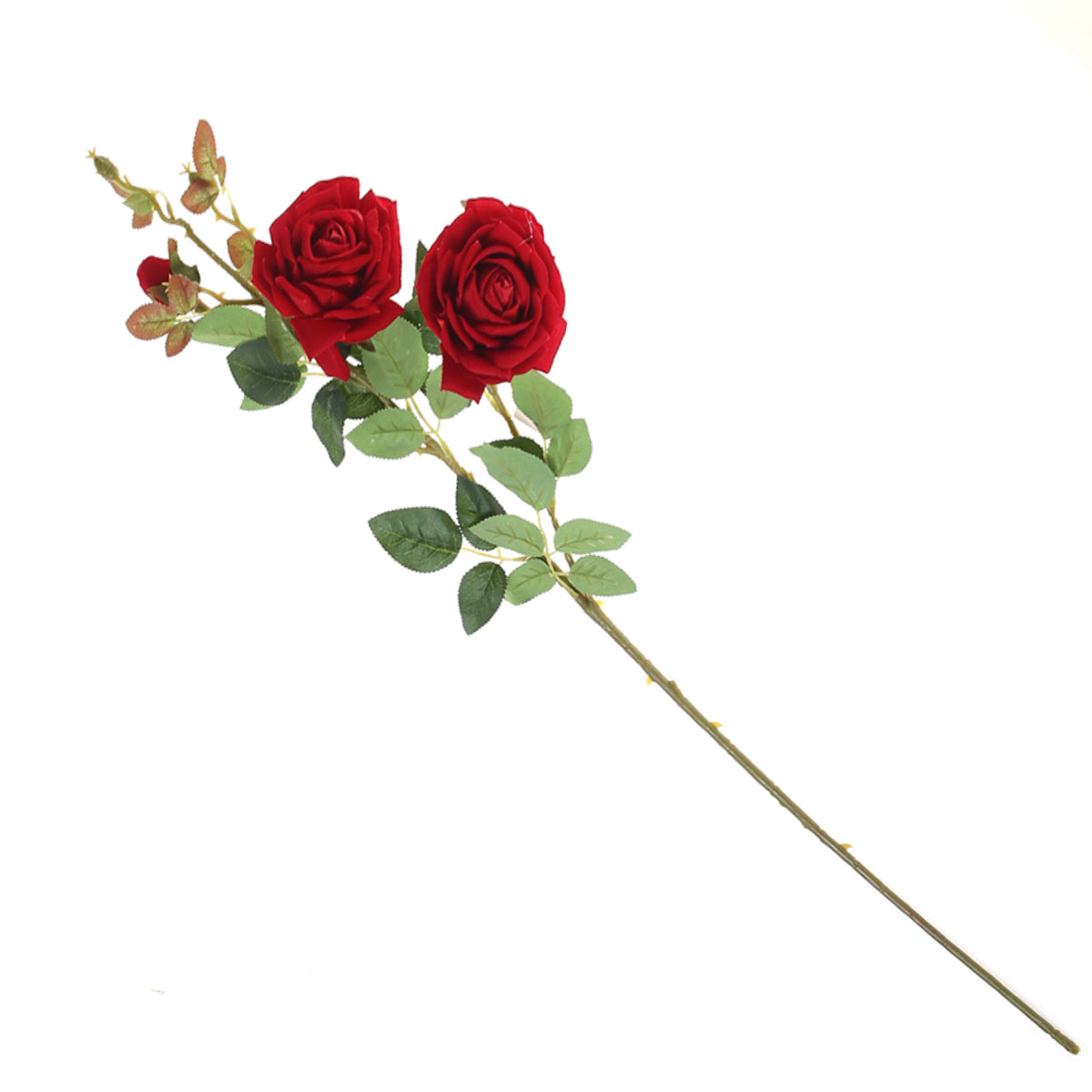 Artificial Red Rose Flower Stem – Double Bloom Faux Rose for Floral Arrangements  Décor - Habitt
