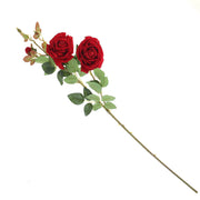 Artificial Red Rose Flower Stem – Double Bloom Faux Rose for Floral Arrangements  Décor - Habitt