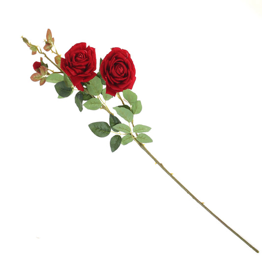Artificial Red Rose Flower Stem – Double Bloom Faux Rose for Floral Arrangements  Décor - Habitt