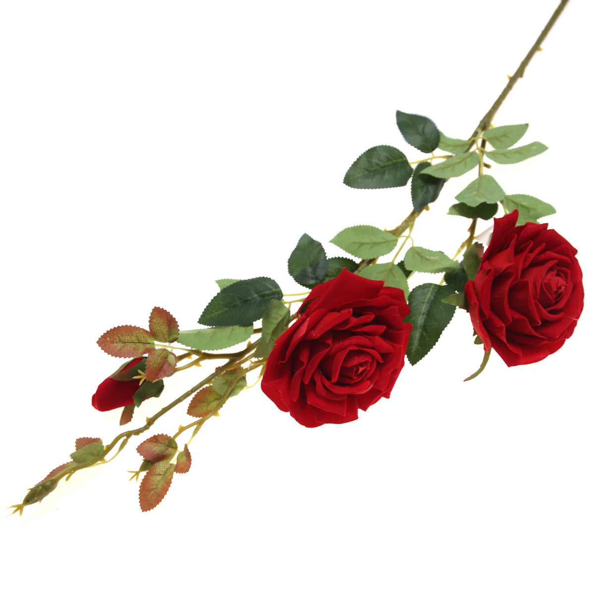Artificial Red Rose Flower Stem – Double Bloom Faux Rose for Floral Arrangements  Décor - Habitt