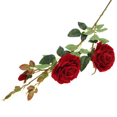 Artificial Red Rose Flower Stem – Double Bloom Faux Rose for Floral Arrangements  Décor - Habitt