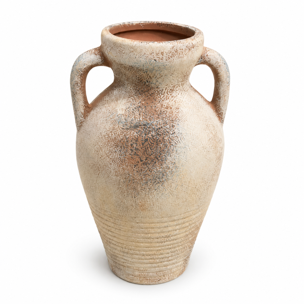 Brown Textured Oval Vase with Handles – Decorative Vase Available in Medium & Small Sizes