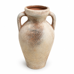Brown Textured Oval Vase with Handles – Decorative Vase Available in Medium & Small Sizes