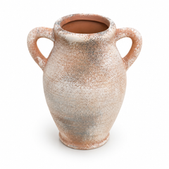 Brown Textured Oval Vase with Handles – Decorative Vase Available in Medium & Small Sizes