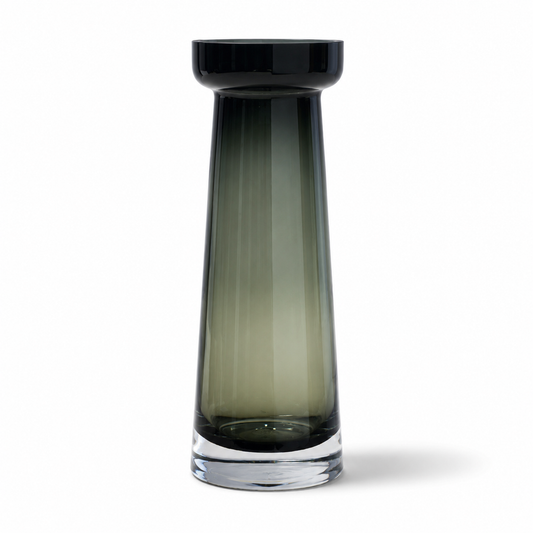 Grey Colored Glass Vase – Modern Cylinder Decorative Vase (Small) - Habitt