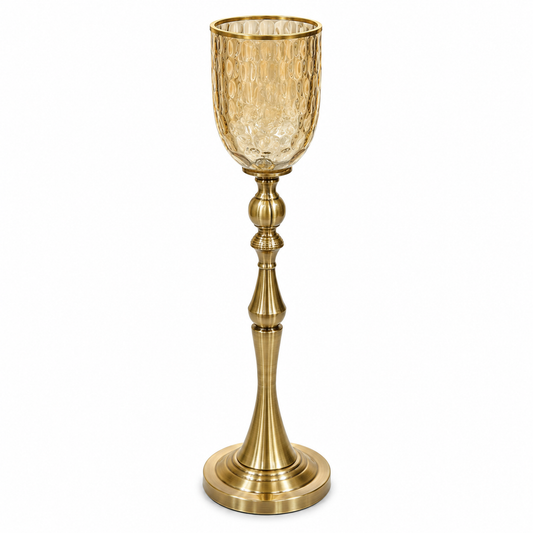 Gold Pillar Floor Candle Holder Medium | Elegant Decorative Candle Stand