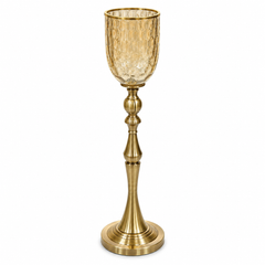 Gold Pillar Floor Candle Holder Medium | Elegant Decorative Candle Stand