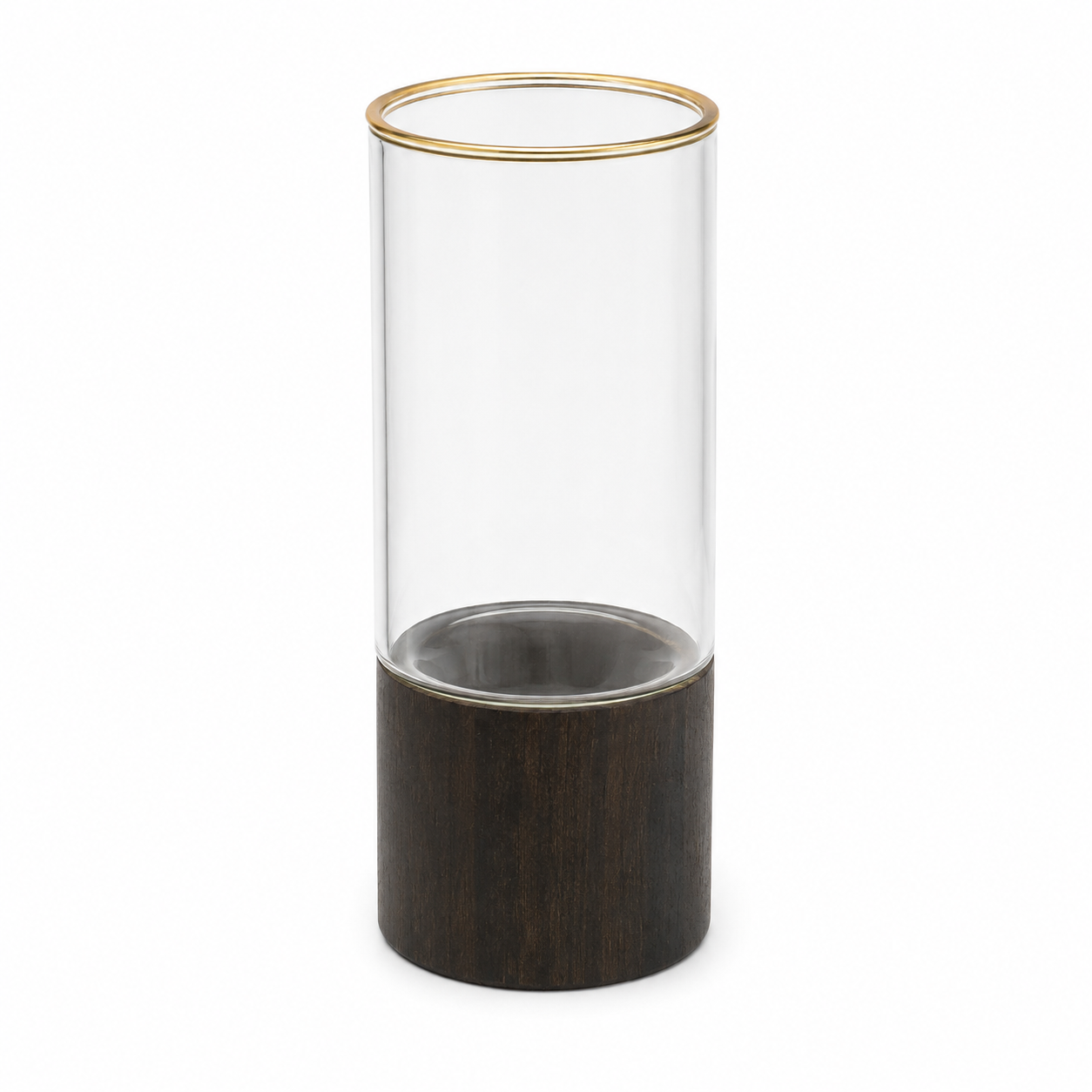 Gold Line Glass Vase – Transparent | Medium Slender Decorative Vase - Habitt
