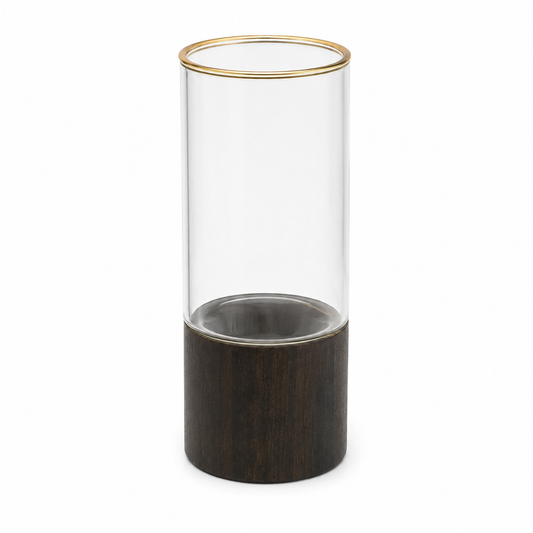 Gold Line Glass Vase – Transparent | Medium Slender Decorative Vase - Habitt