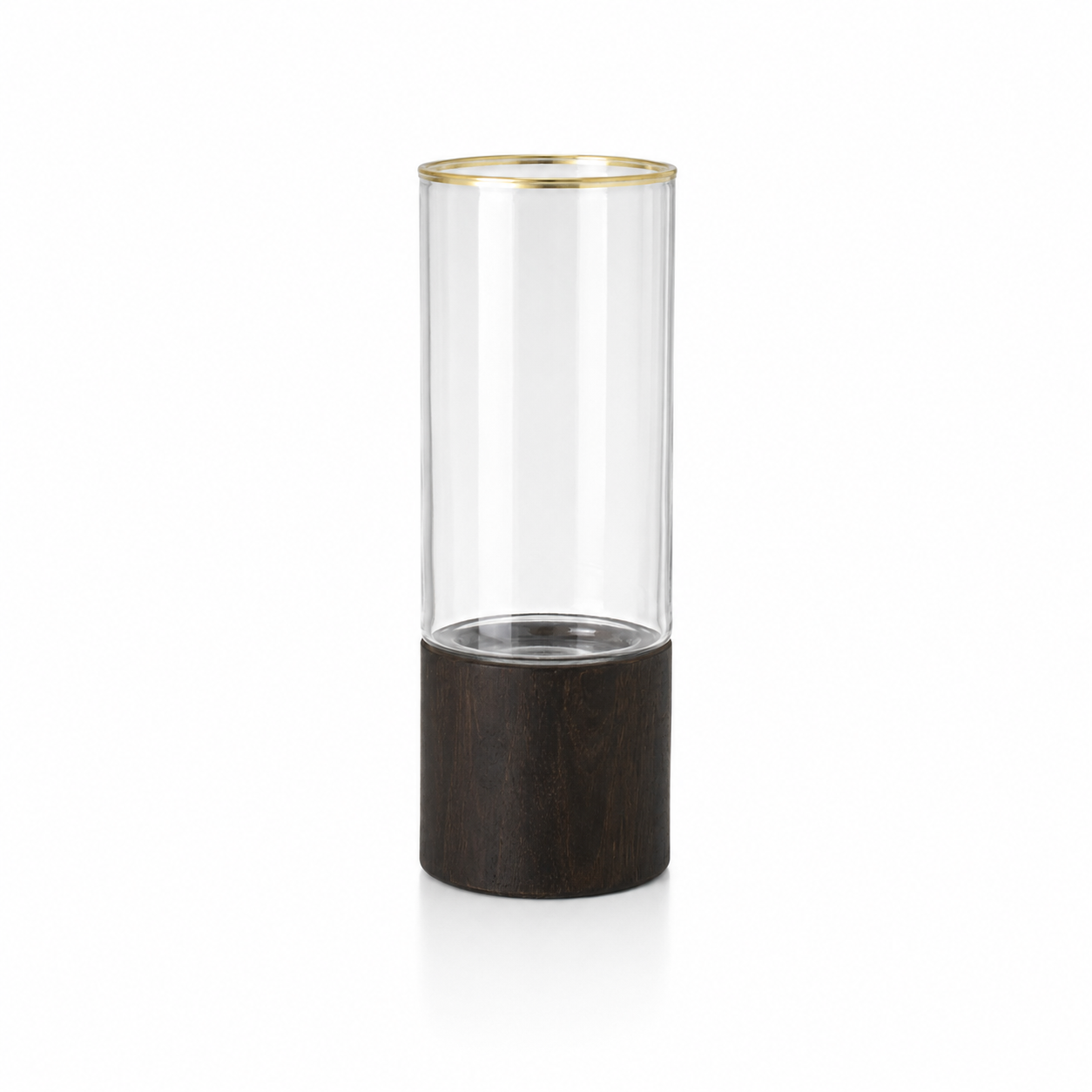 Gold Line Glass Vase – Transparent | Medium Slender Decorative Vase - Habitt