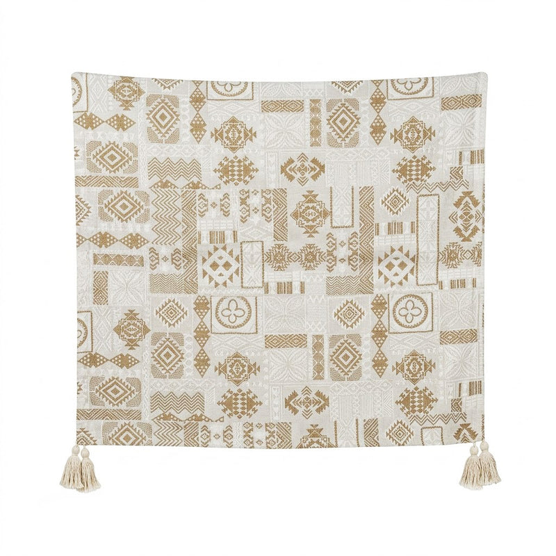Throw Beige Patch 36x72 Inch Tribal Whites