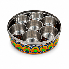 Chamakpatti Masala Box Truck Art – Traditional Multicolor Spice Box with 7 Inner Containers | Pakistani Folk Art Kitchen Storage
