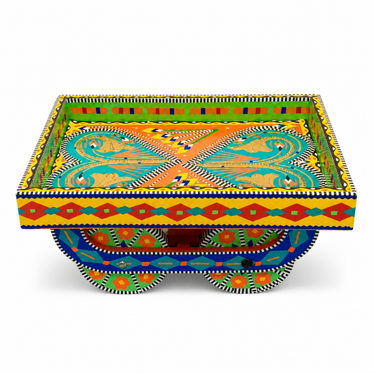 Chamakpatti Thaila Tray Truck Art – Traditional Multicolor Decorative Serving Tray | Pakistani Folk Art Home Décor