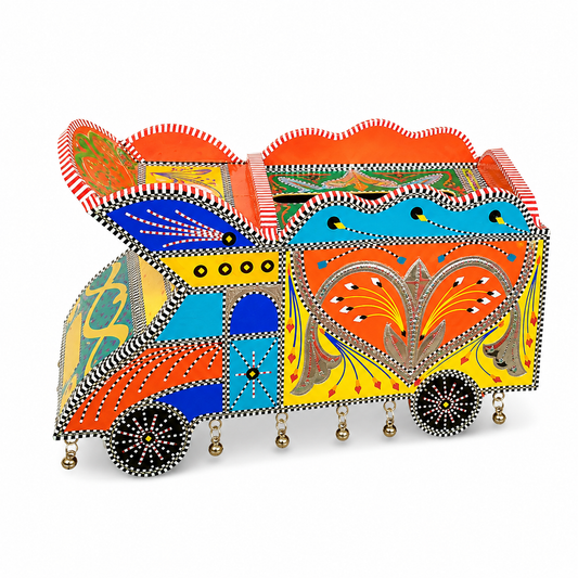 Chamakpatti Truck Tissue Box T Art – Traditional Pakistani Truck Art Decorative Tissue Holder | Colorful Folk Art Home Décor
