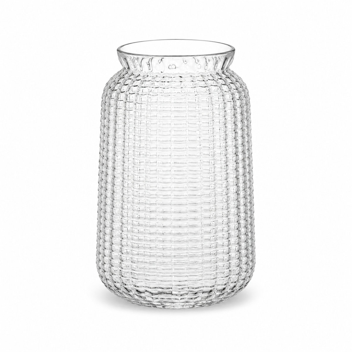 Textured Clear Glass Vase – Decorative Flower Vase 10.1 × 9.8 × 24.7 cm