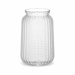 Textured Clear Glass Vase – Decorative Flower Vase 10.1 × 9.8 × 24.7 cm