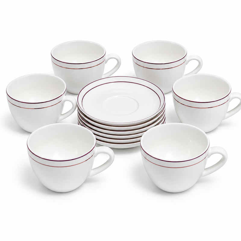 12-Piece Cup & Saucer Set – White
