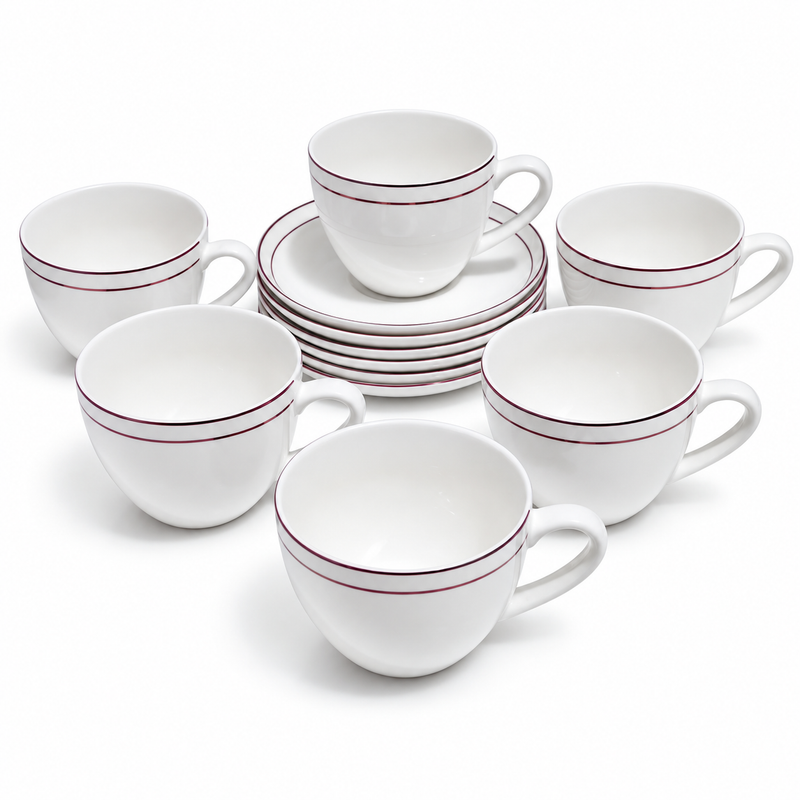 12-Piece Cup & Saucer Set – White