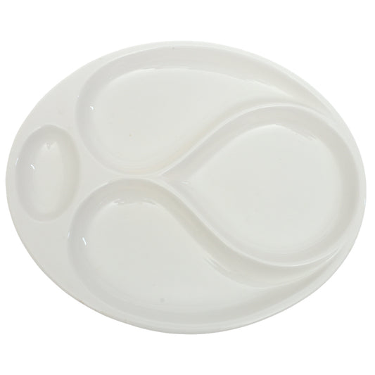 28×24 cm 4 Division Symphony Serving Plate – Elegant White Sectioned Plate