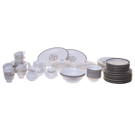 Luxury Arch Geometric Dark Green Dinner Set – Elegant Porcelain Tableware Collection - Habitt