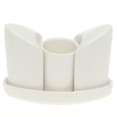 Brilliant 4 Pc White Ceramic Serving Set – Elegant Tabletop Condiment & Napkin Holder Set